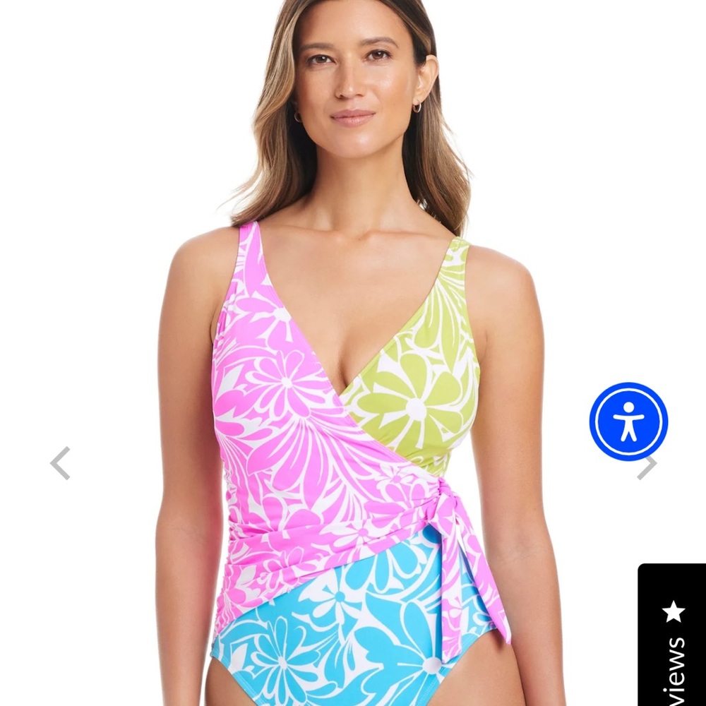 Bleu Rod Beattie one piece sock it to me Surplus Floral Wrap swimsuit size 6